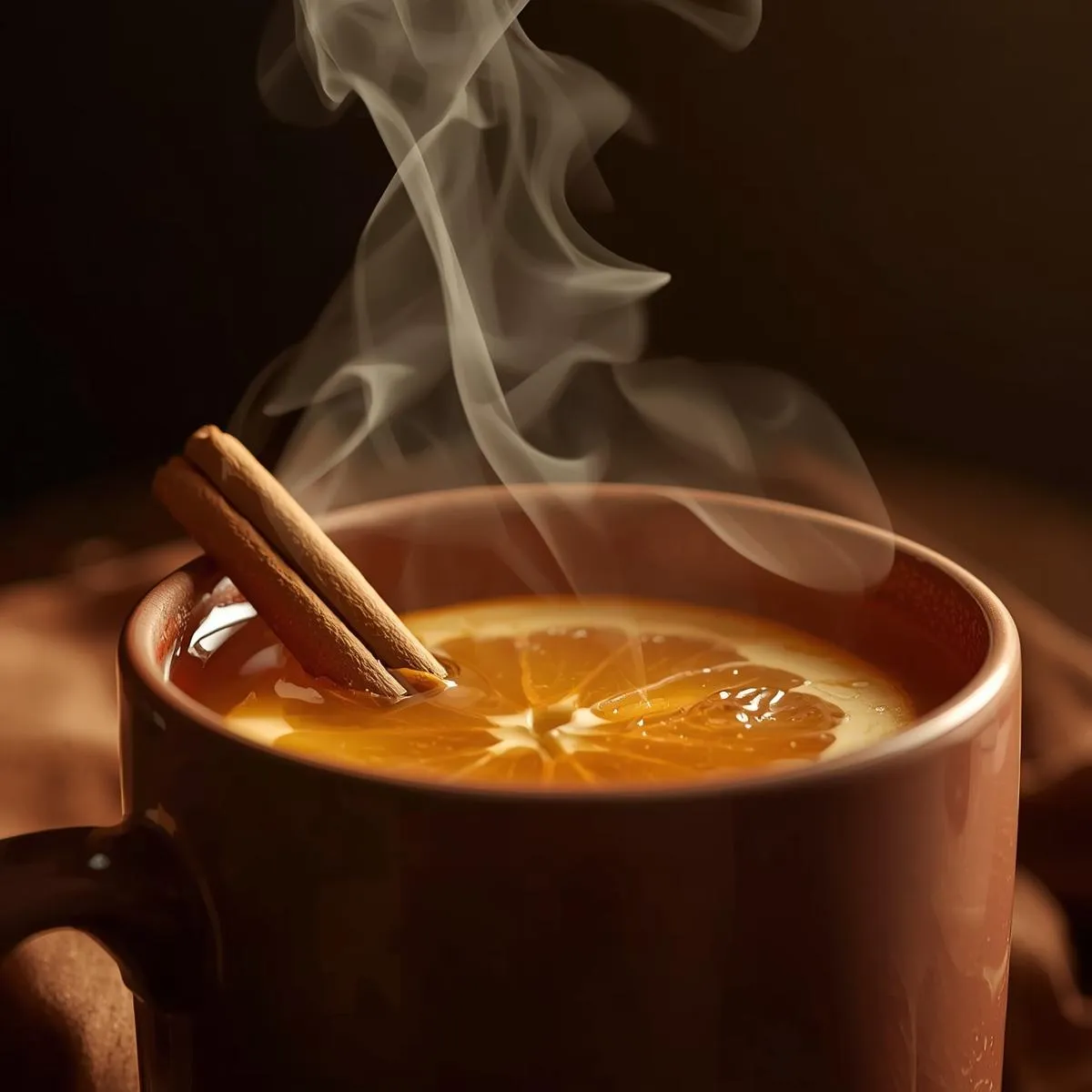  garnished with cinnamon and orange slices.