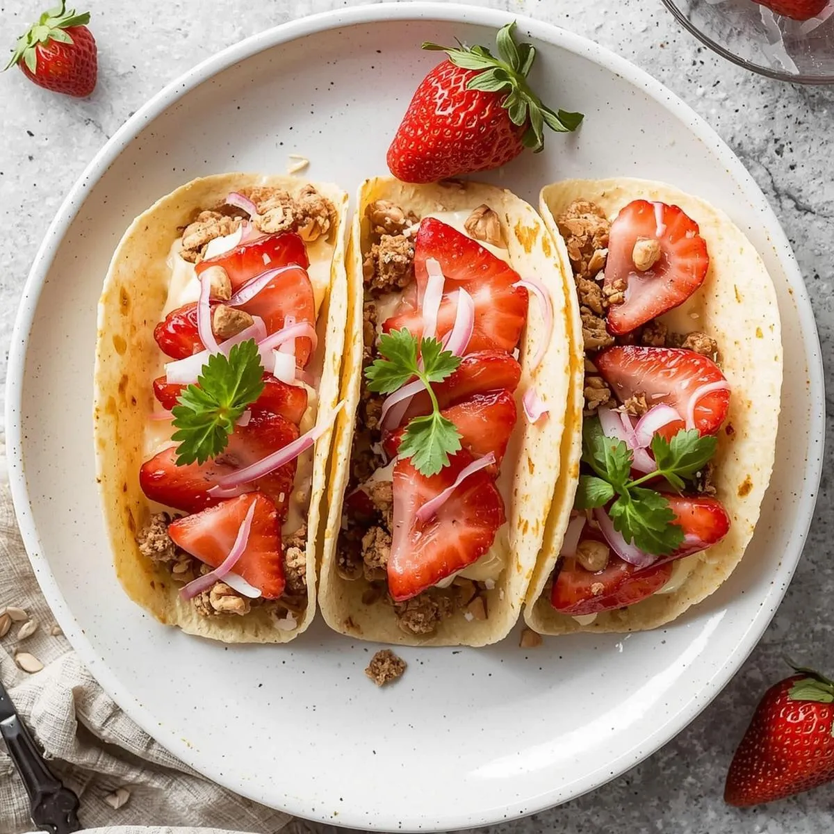 strawberry crunch cheesecake tacos