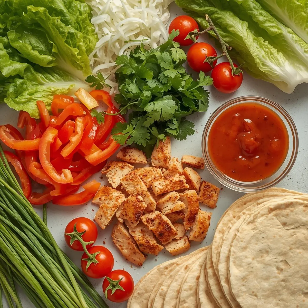 Ingredients for Sweet Chili Chicken Wraps