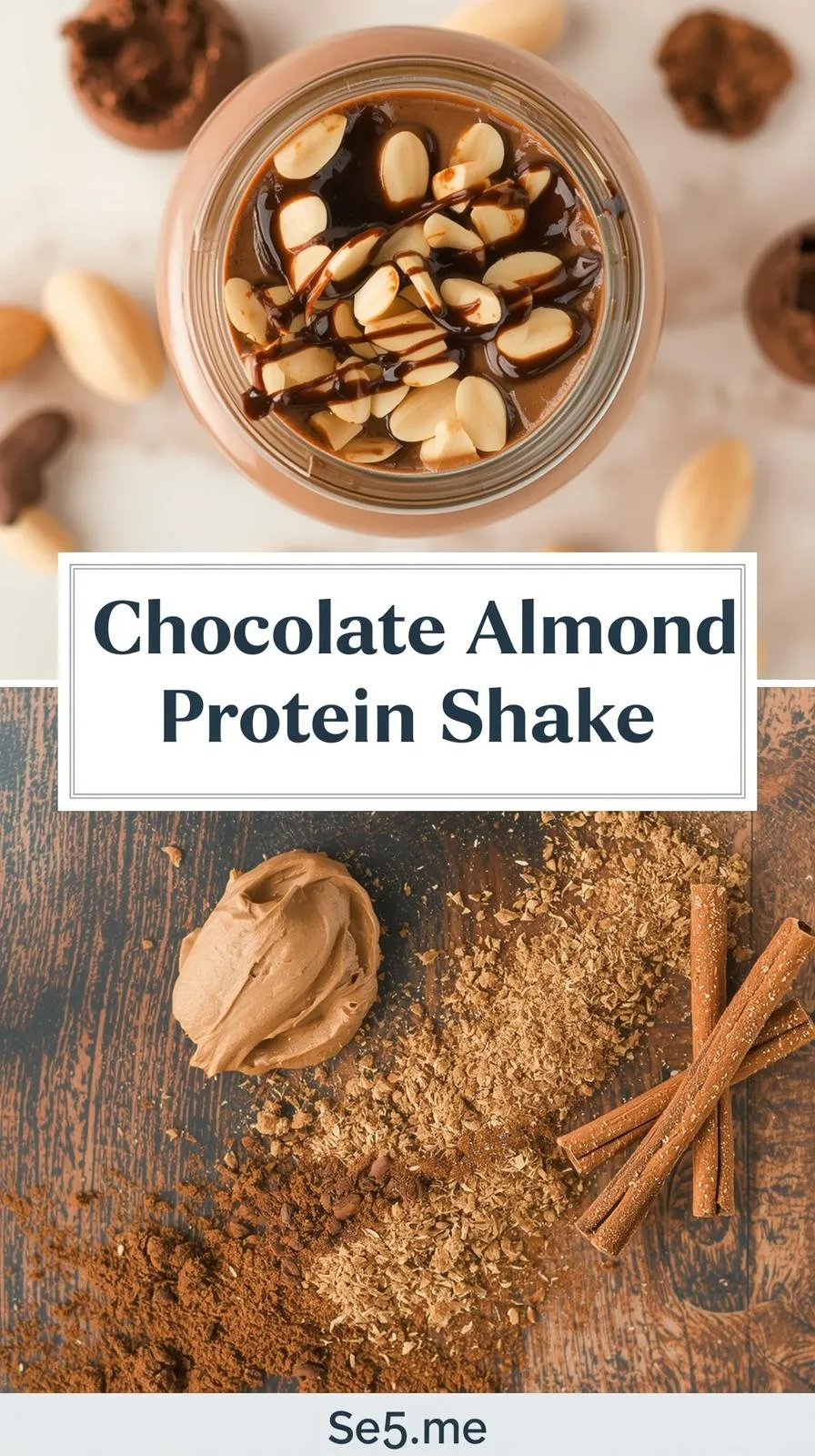 Vertical 9:16 pin featuring a variety of protein smoothies — top: 5 colorful smoothie jars arranged on a bright counter; bottom: close-up of a person pouring a smoothie into a glass with fresh fruits around. Title centered: 'Protein Smoothies for Weight Loss — Delicious & Easy.' Brand 'Se5.me' at bottom. Bright natural daylight, clean neutral kitchen, DSLR overhead and lifestyle photography, cheerful and energizing mood