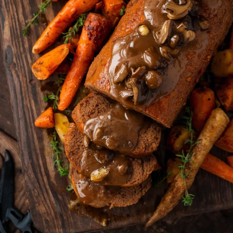 Vegan Nut Roast with Mushroom Gravy